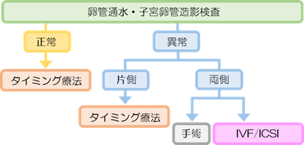 卵管通水、卵管造影検査の結果に基づいた治療方針